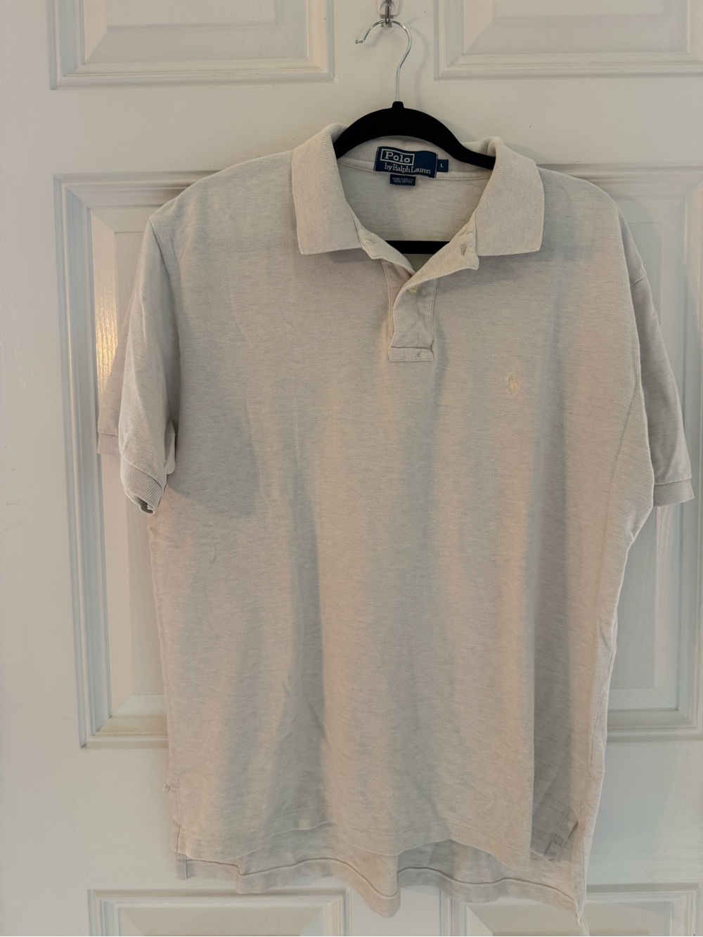 Polo by Ralph Lauren Short-Sleeve Polo in Light Beige with Tonal Horse Logo Lg
